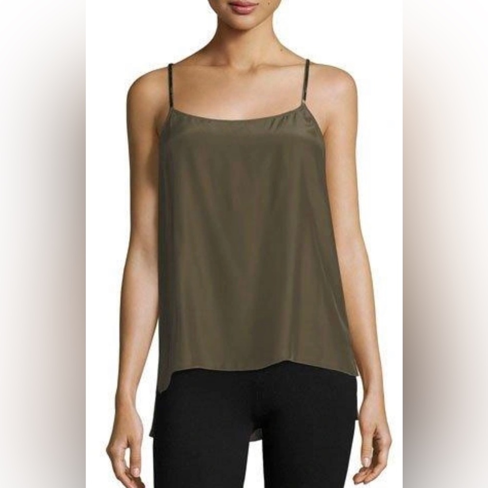 ATM Silk Camisole with Velvet Straps in Navy
